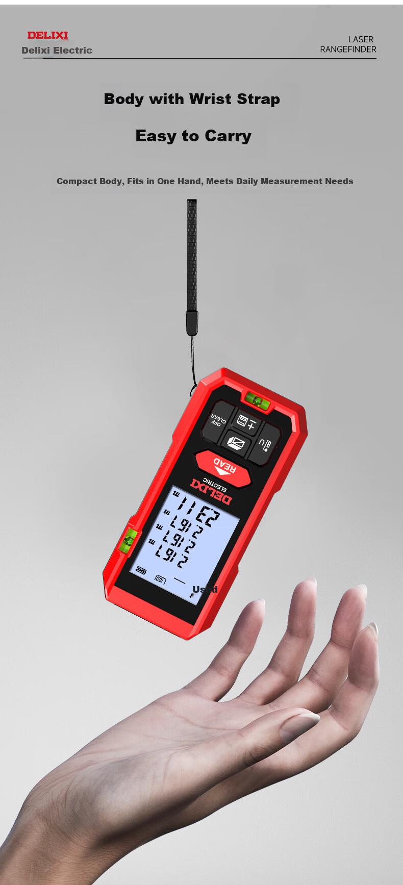 DELIXI ELECTRIC Infrared Laser Distance Meter Handheld High-Precision Electronic Ruler Household Measuring Tool Lithium Battery Voice 50m 6