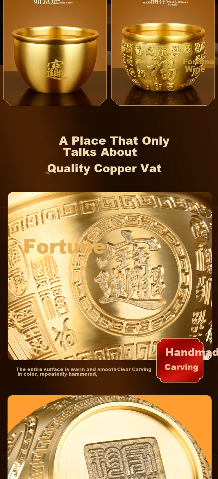 Bin Yue Brass Baifu Jar Brass Rice Jar Refrigerator Ornament Copper Treasure Basin Money Saving Jar Wealth Accumulation Jar Copper Fortune Ornament 6