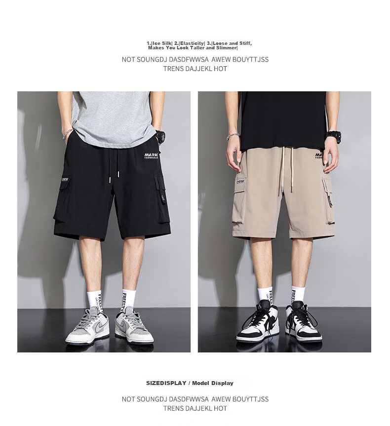 FAIRWHALE Men's Summer Casual Comfortable Breathable American Style Workwear Outdoor Sports Shorts Black XL 4