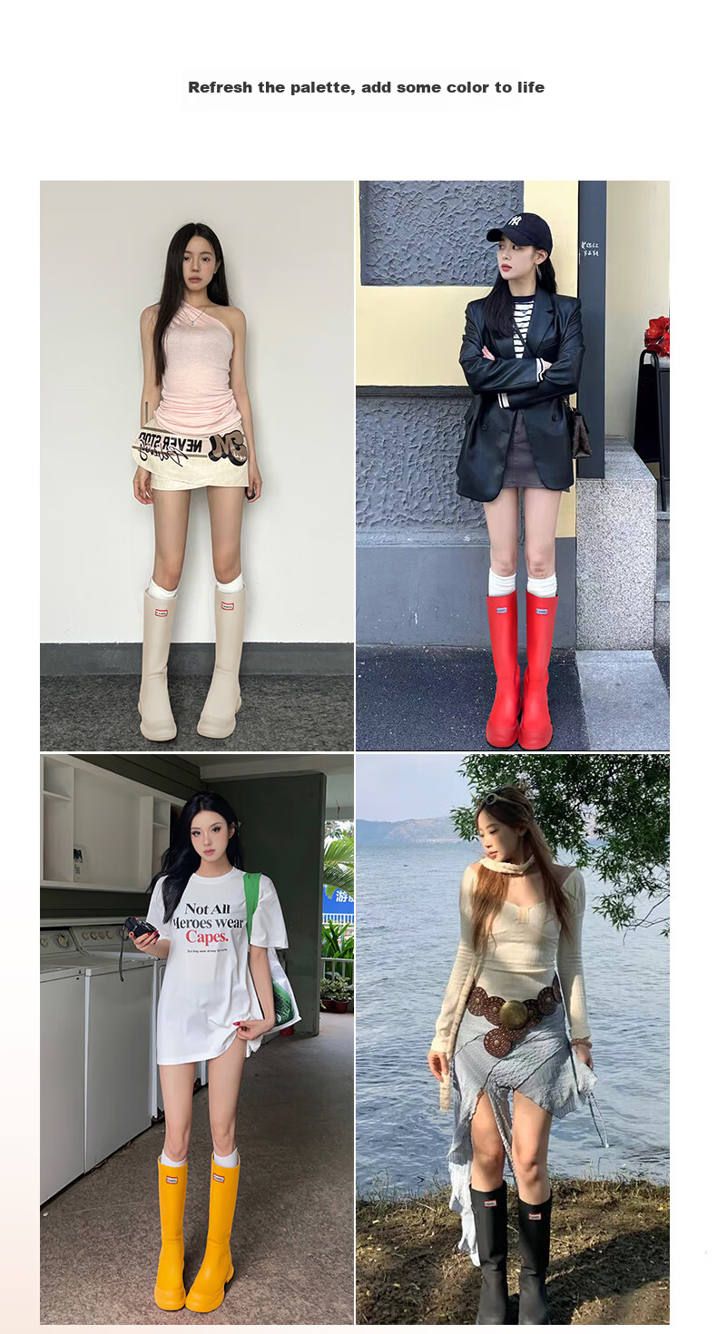 CAMEL Rainbow Rain Boots Women Lightweight Outdoor Casual Long Boots L25W577028 Coffee Color Size 37 10