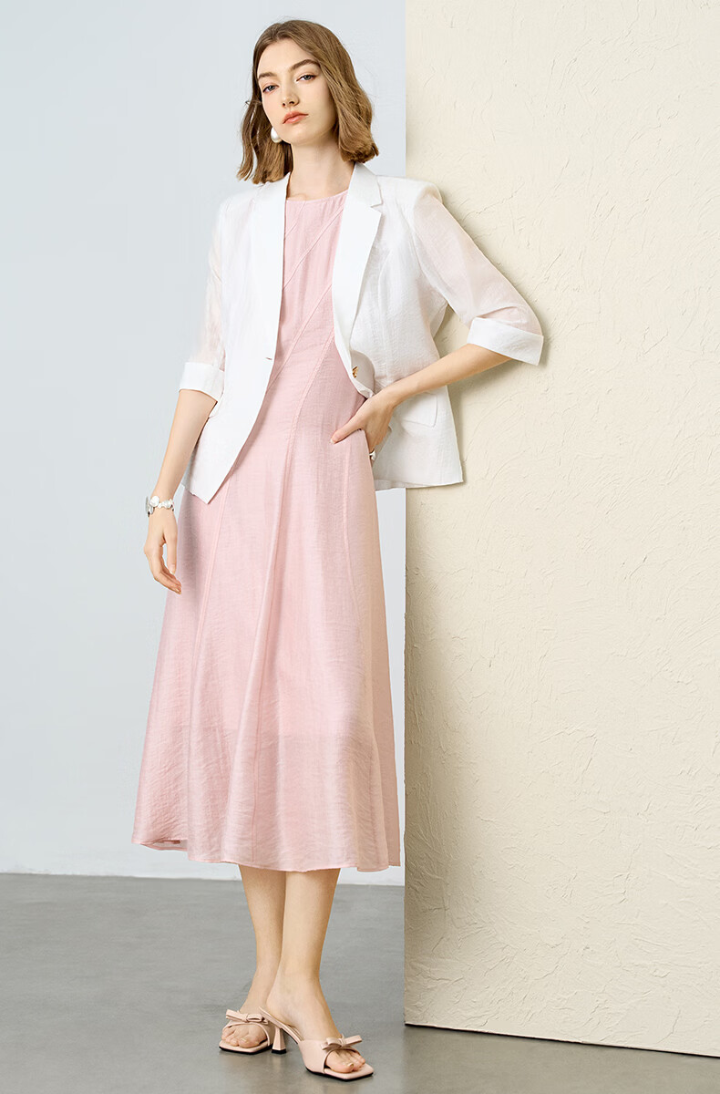 Yanyu Elegant Tencel Vest Dress for Women 2026 Summer Slim Waist Mature Long Dress Light Blue S 16