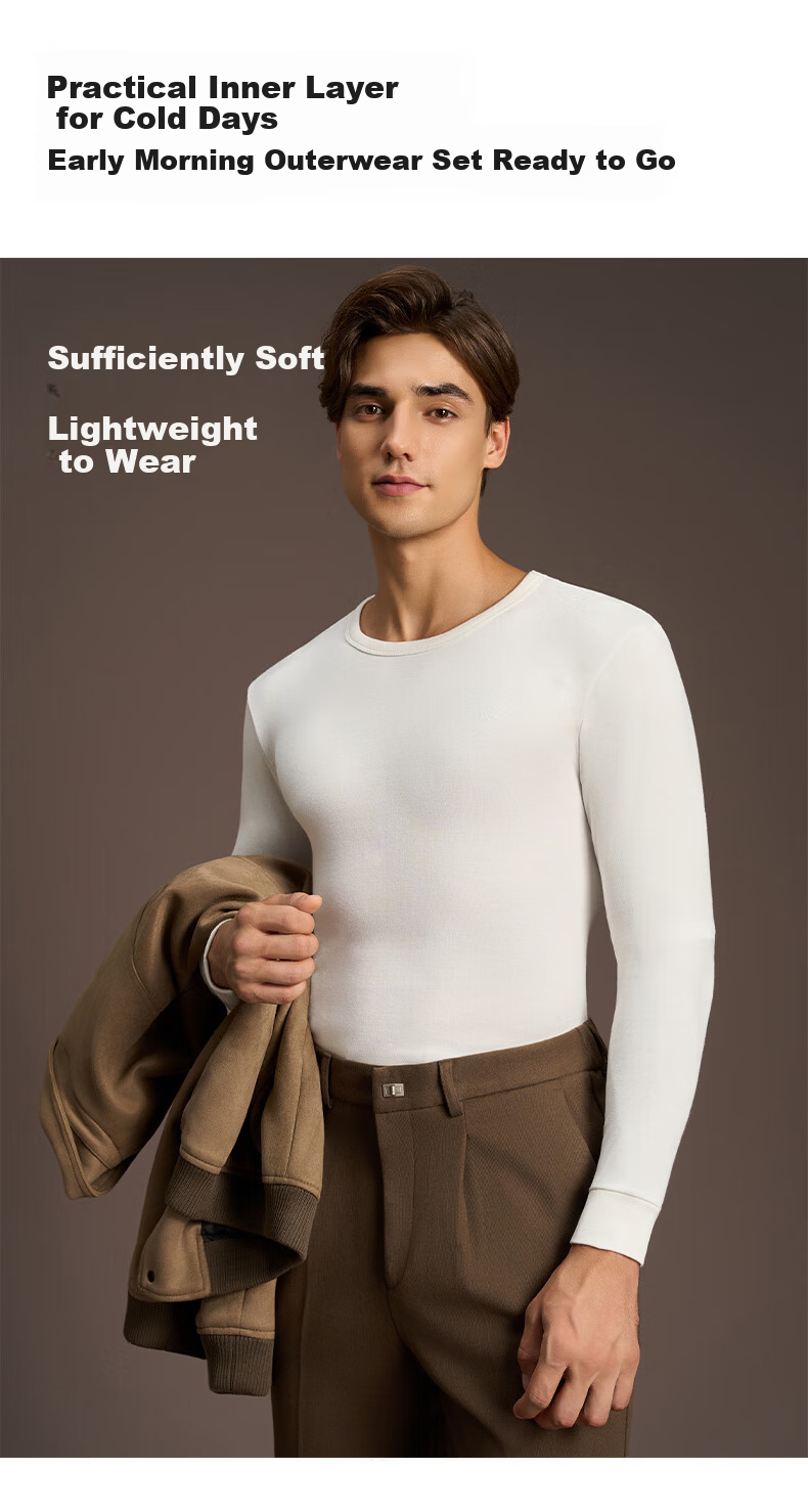 GUJIN Men's Thermal Underwear 100% Cotton Class A Autumn Winter Set 10A Antibacterial Base Layer Cotton Sweater 11
