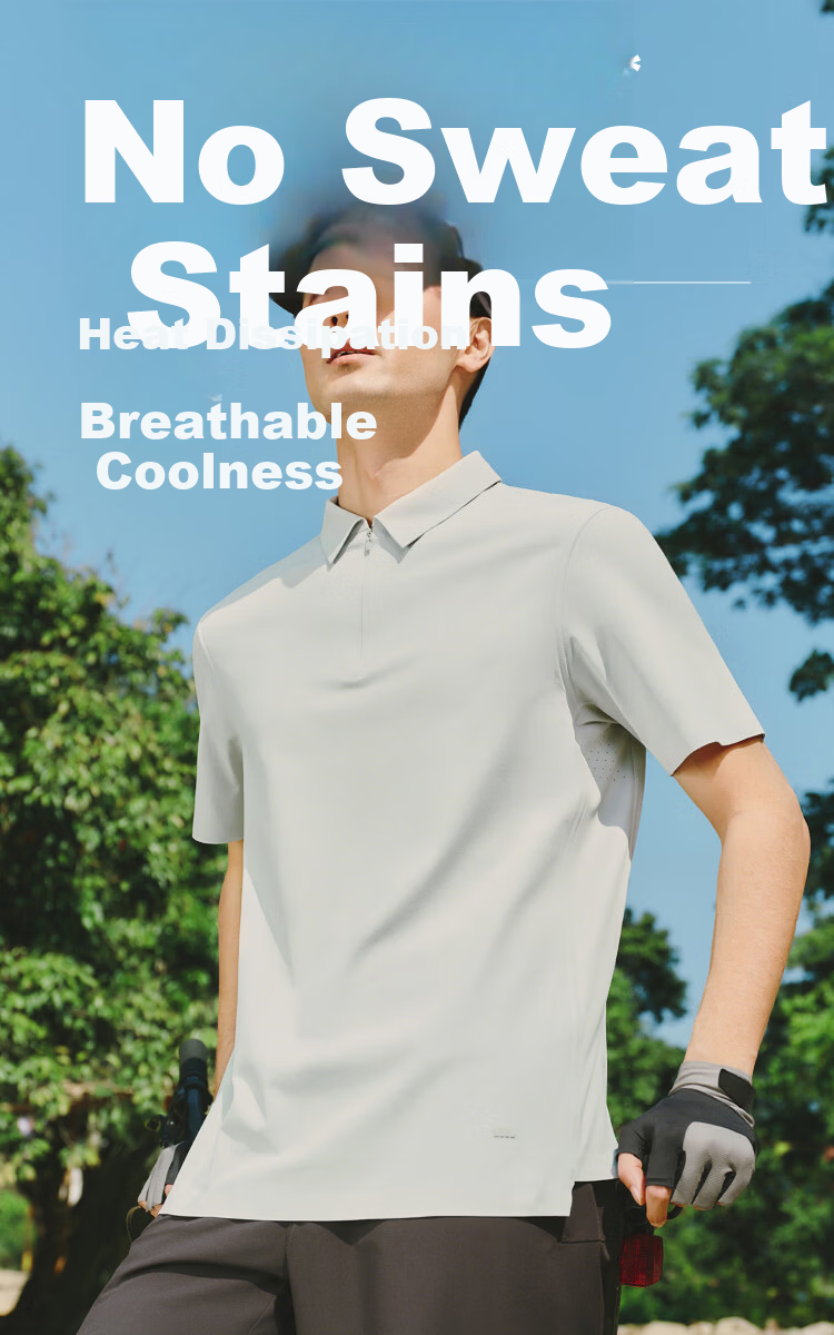 Beneunder Men's Polo Shirt Sweat-Resistant Breathable 5A Antibacterial Short Sleeve T-Shirt DR019 Dark Black M 1