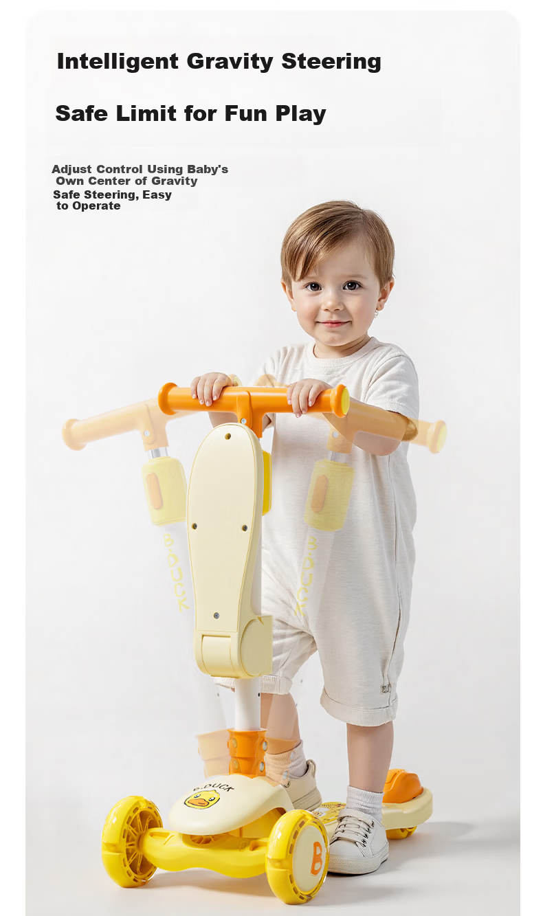 Le Little Yellow Duck Children's Scooter 1-3-6 Years Old Kids 2-in-1 Ride-On and Push Scooter Baby Boys and Girls Birthday Gift 7