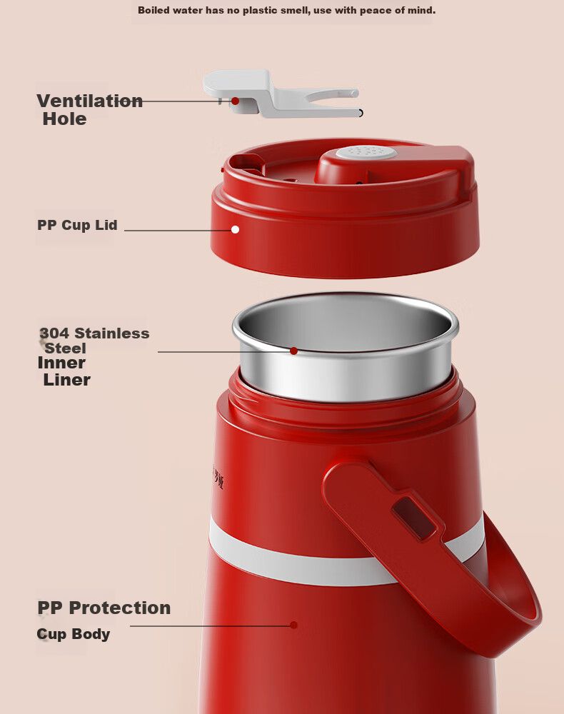ROYALTY LINE Portable Electric Kettle Travel Hotel Electric Water Boiler Thermostatic Outdoor Insulated Health Electric Stew Cup 600ml Victory Red 24