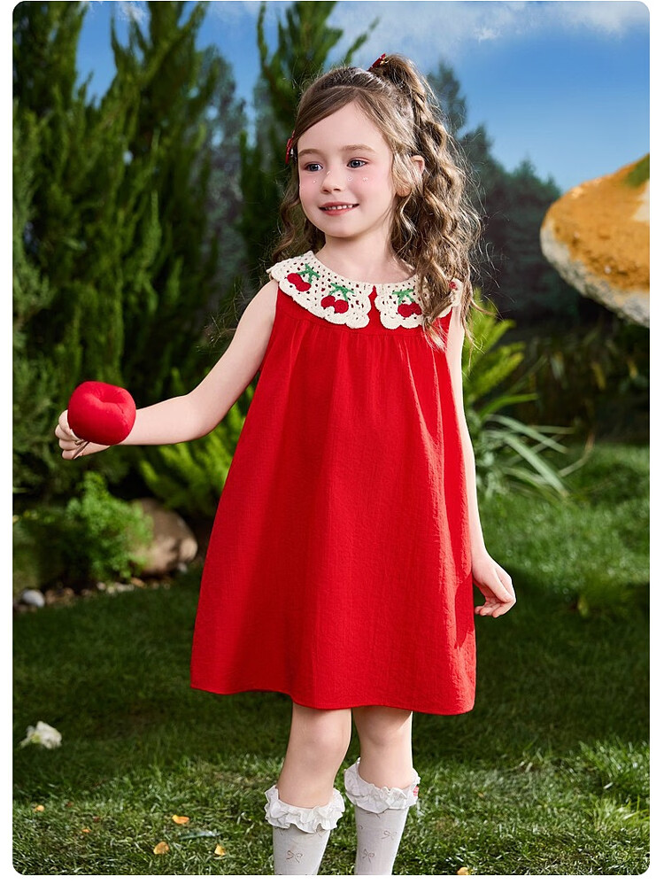 ASK JUNIOR Kids Summer Sleeveless Vest Dress Girls Princess Doll Collar Dress 14