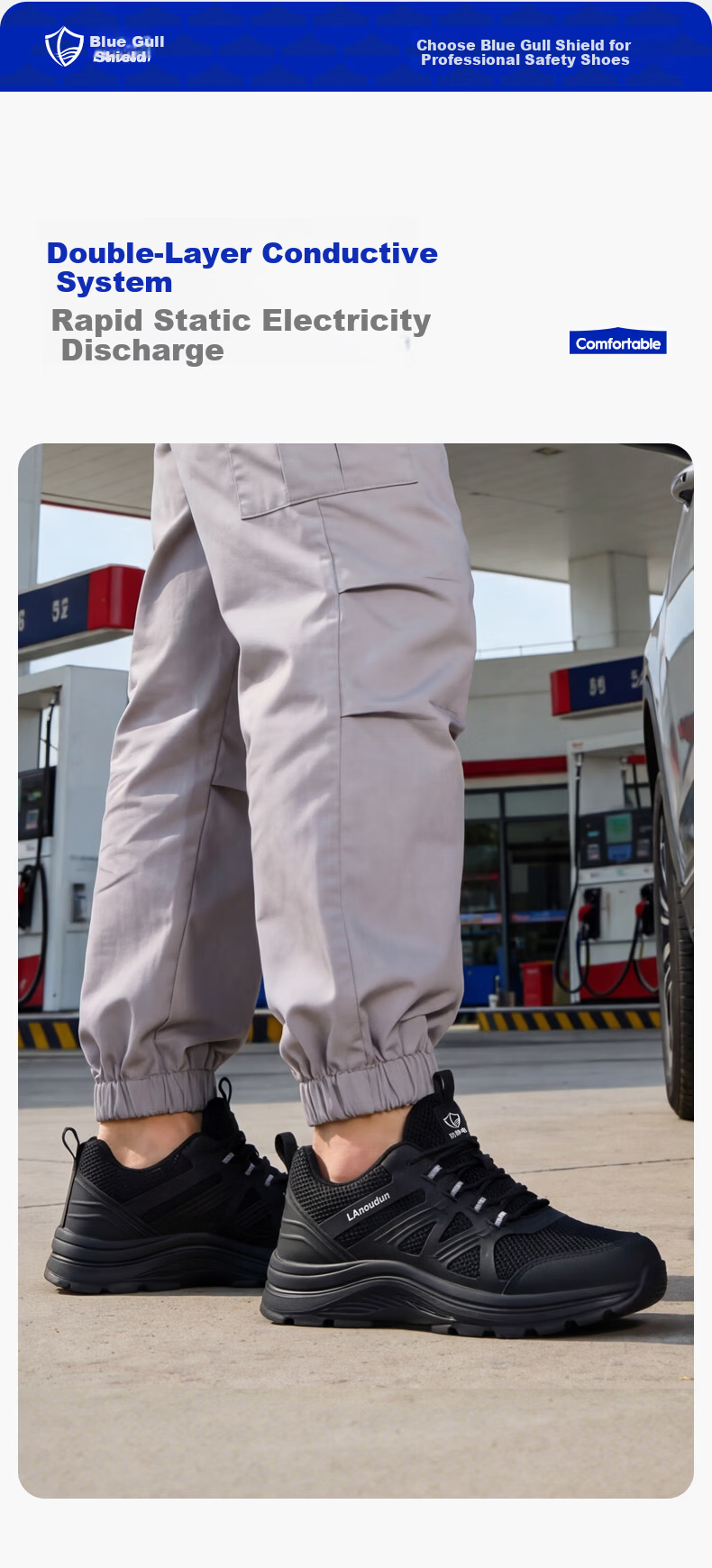 BlueOwl Shield Anti-Static Shoes Unisex Gas Station Summer Breathable Lightweight Non-Slip Wear-Resistant Safety Work Shoes D289TBA 42 3