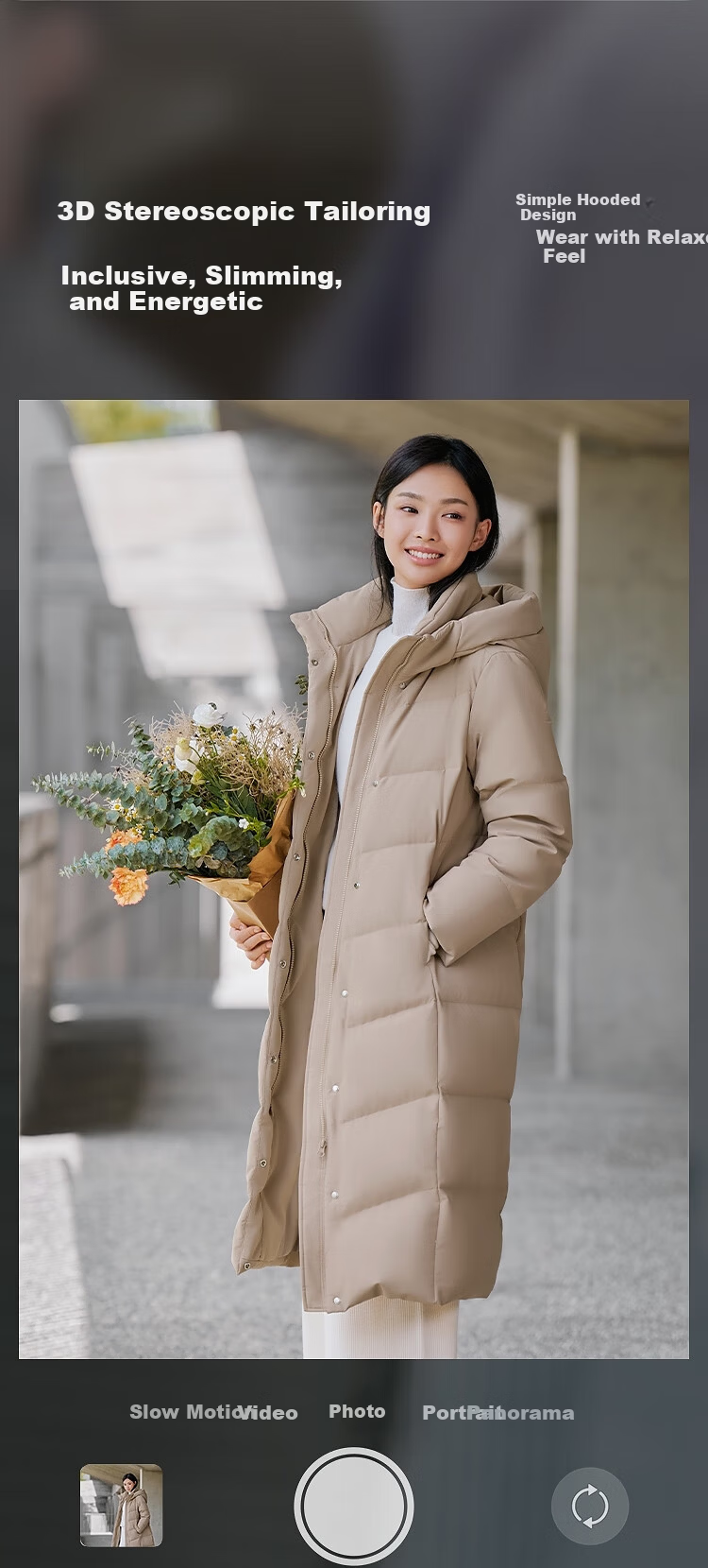 Bosideng Off-Season Women's 90% Down Oversized Extra-Long Thickened Hooded Warm Versatile Coat 3