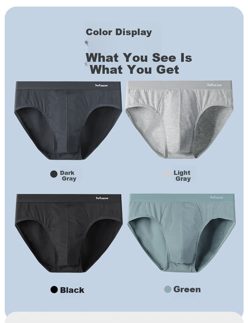 MiiOW Men's Cotton Briefs Comfortable Breathable Antibacterial Loose Large Size Sports Underwear 8