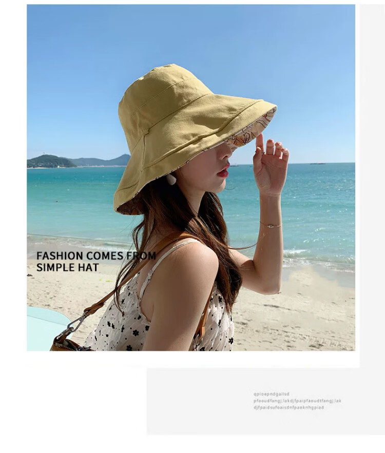 Xueqiman Double-Sided Sunshade Fisherman Hat for Women, UV Protection, Spring and Summer Outdoor Travel, Face-Covering Wide Brim, Foldable Sun Hat 11