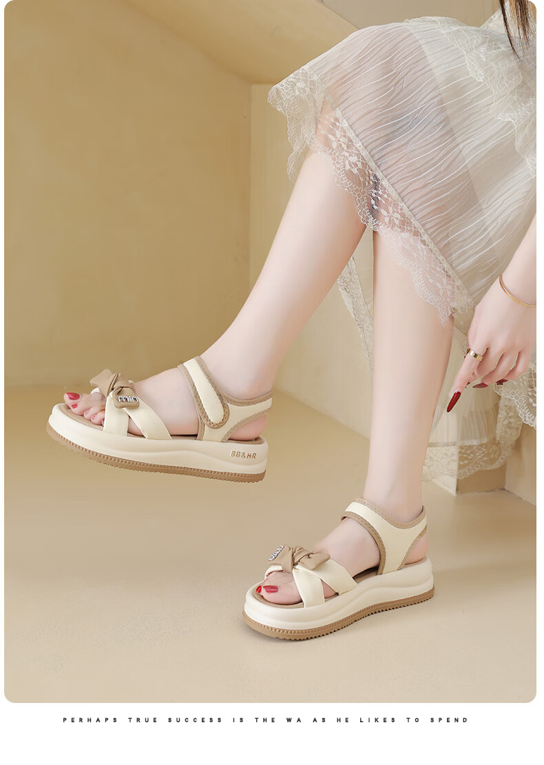 Cartelo Crocodile Women's Summer New Bowknot Open Toe Casual Thick Sole Beach Sandals 1935 Beige 37 11