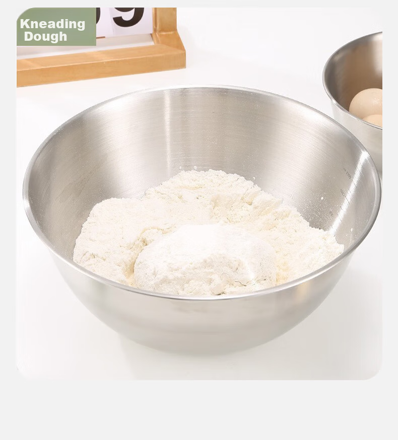 Aomeiyou 304 Stainless Steel Bowl 22cm for Washing Vegetables, Kneading Dough, Beating Eggs, Household Kitchen Salad Mixing Bowl with Straight Edge 13