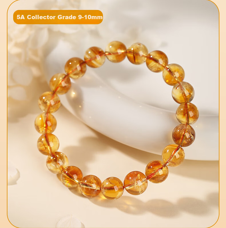 Jinshiling Yellow Crystal Bracelet Unisex Citrine Crystal Beads Wealth and Luck Charm Birthday Gift 16