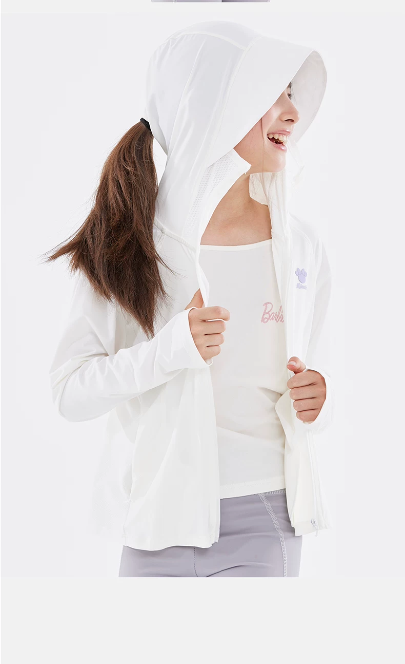 Disney Girls' Summer Sun Protection Jacket Kids UV Protection Skin Jacket Big Children Ice Silk Coat 10001 White 130 10