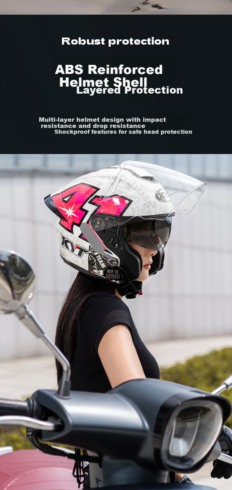 KYT RA-02 3/4 Retro Cruiser Motorcycle Helmet with Dual Visors, Matte Black, Size L 3