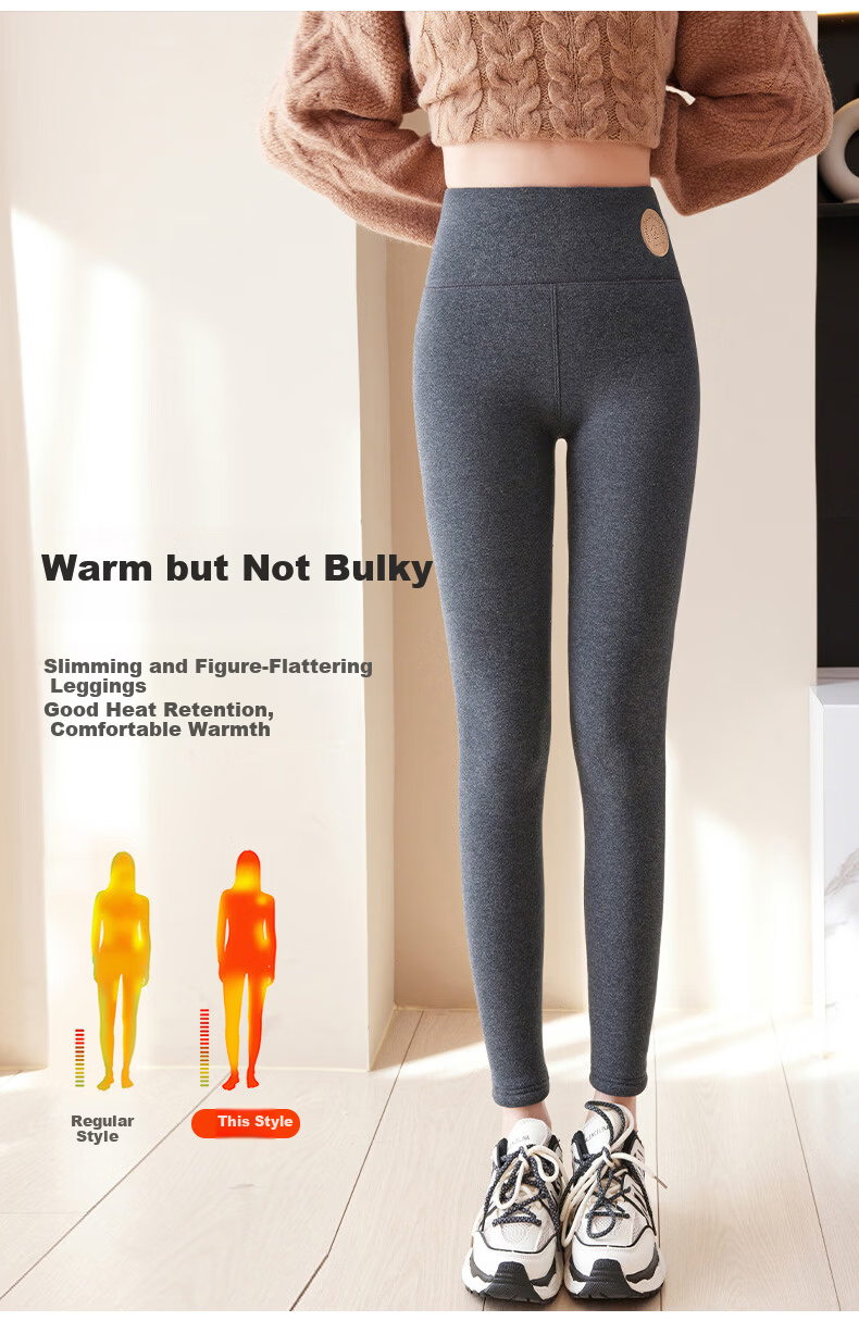 Mianshuran Northeast Extra Thick Winter Lambswool Lining Cotton Fleece Thermal Leggings for Women Plus Size Warm Pants 7