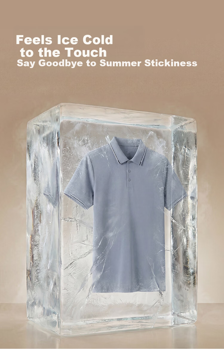 JD Jingzao Ice Jade Polo Shirt Men's Short Sleeve T-Shirt Premium Spring Summer New Lapel Casual Business Top Cloud Gray Blue L 5