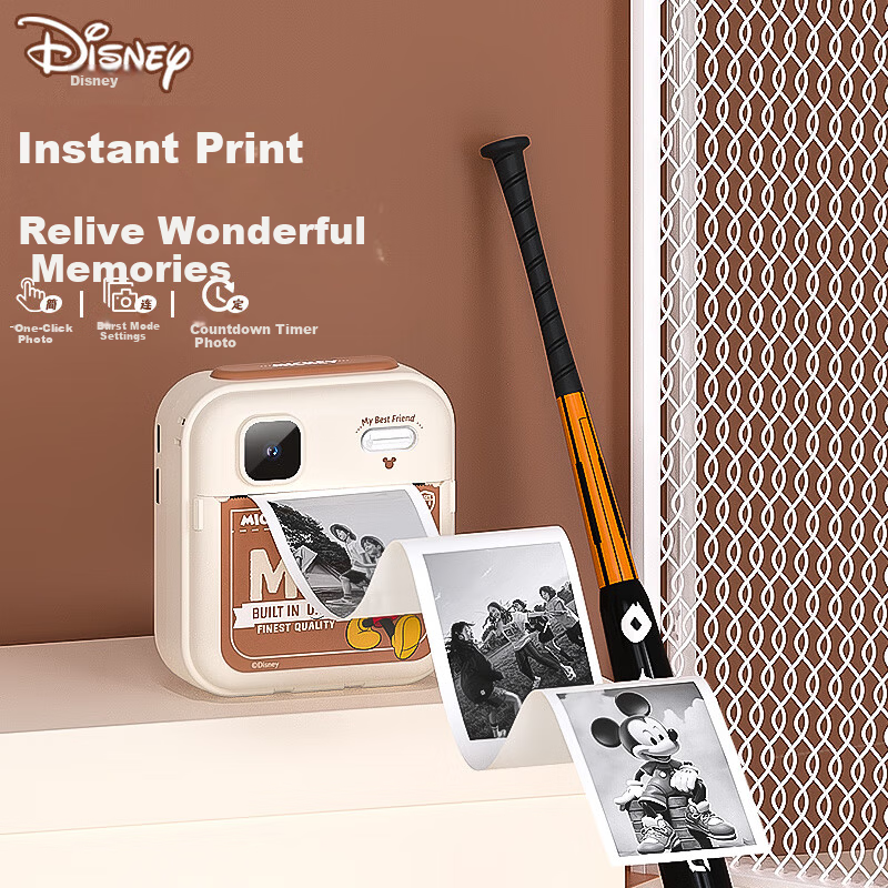 Disney Colorful Instant Camera for Kids with Photo Printing Toy Birthday Gift Mickey Mouse