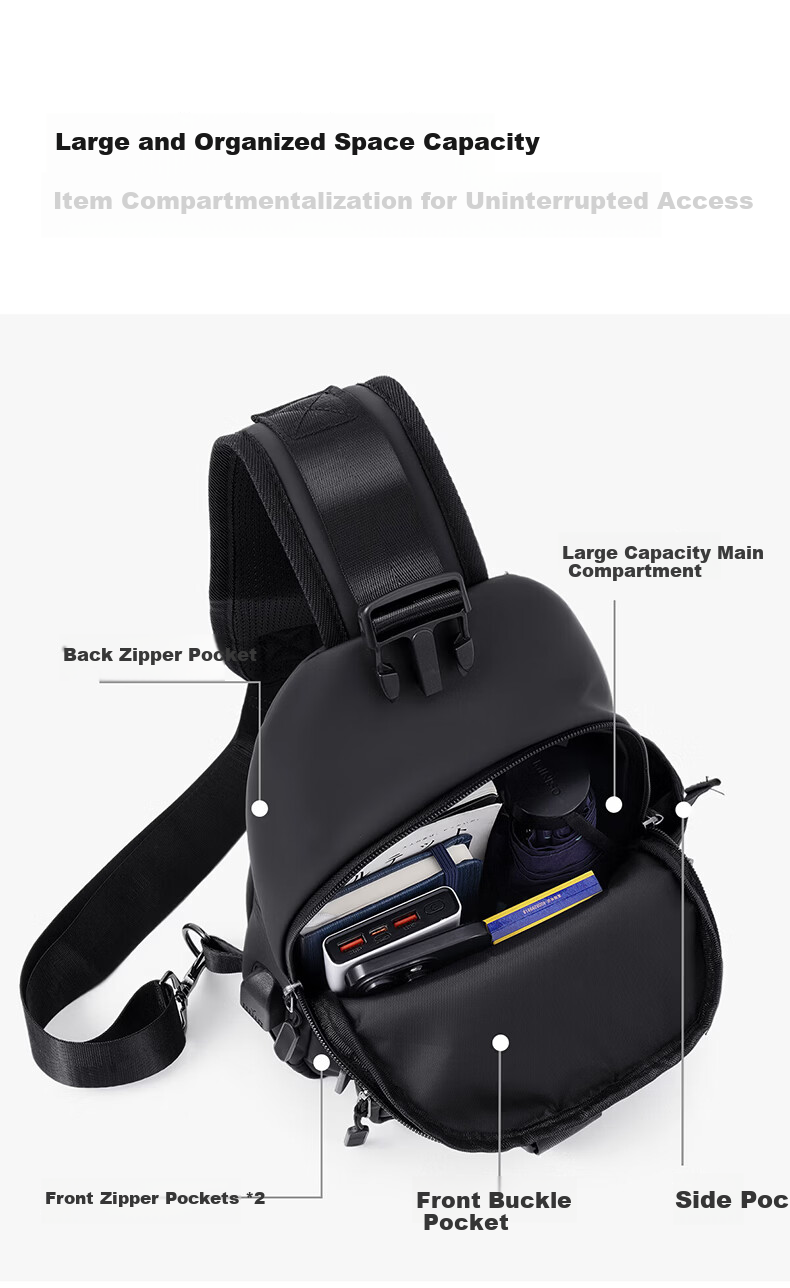 JEEP Men's Outdoor Crossbody Bag Sports Small Backpack Large Capacity Shoulder Bag Casual Commuter Water-Resistant Phone Bag 3