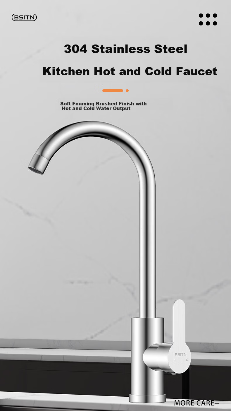 BSITN 304 Stainless Steel Kitchen Faucet Sink Vegetable Washing Basin Dishwasher High Polish Dual Temperature Hot and Cold Rotatable Faucet B1087 1