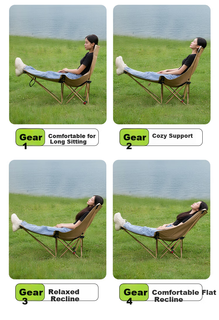 WhitePeak Outdoor Folding Nap Chair Portable Moon Chair Dual-Use Camping Recliner Office Nap Beach Chair 4