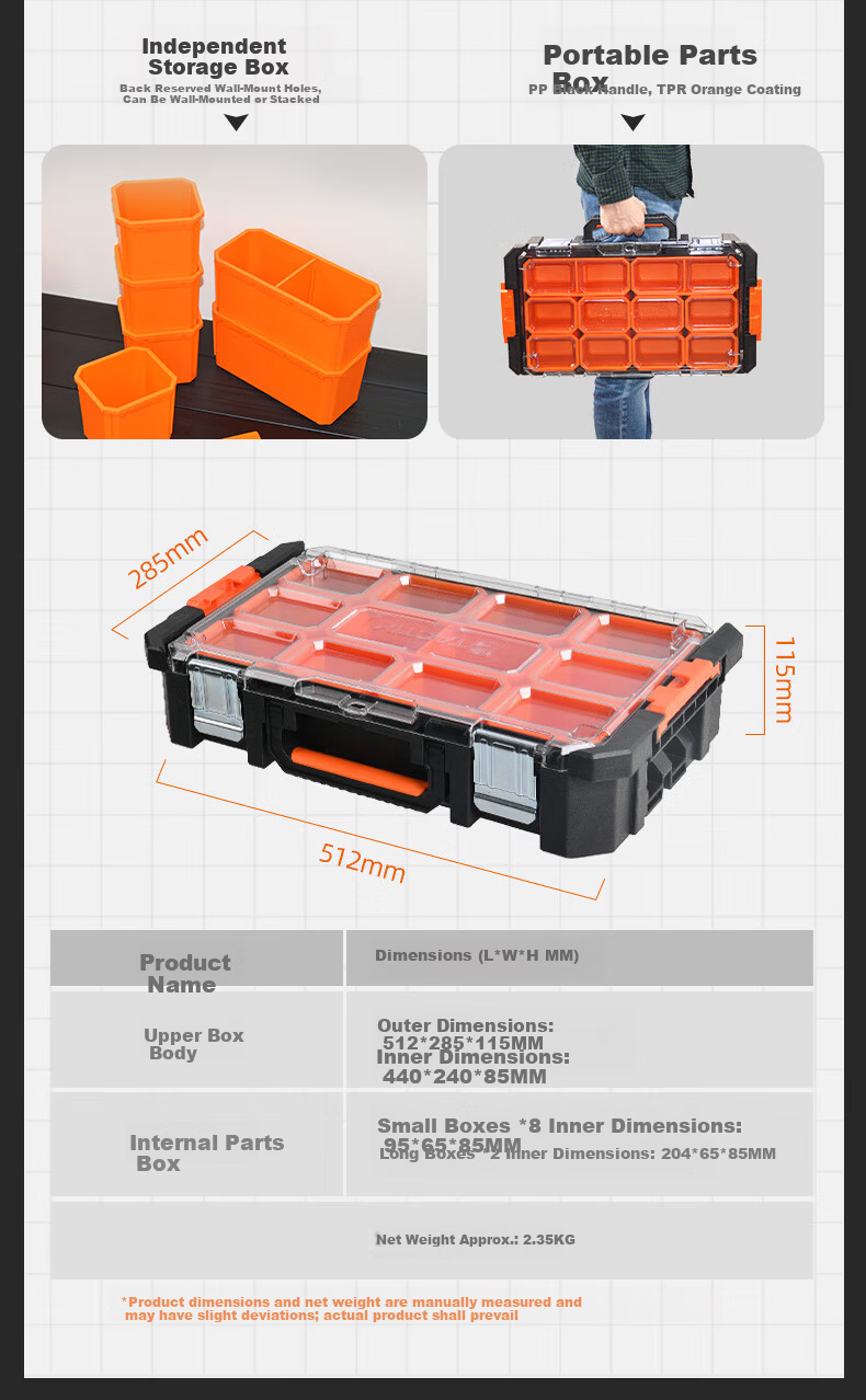 Tactix Combination Telescopic Toolbox Visible Parts Box Industrial Grade Vehicle Stackable Large Household Storage Box 320383 13
