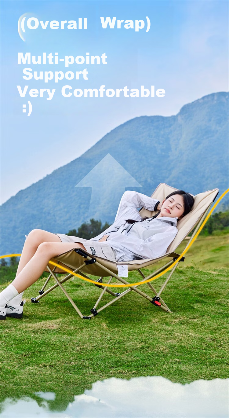 CAMEL Outdoor Reclining Chair Portable Camping Chair Office Nap Chair Dual-Use Sitting and Lying Leisure Home Folding Chair 8