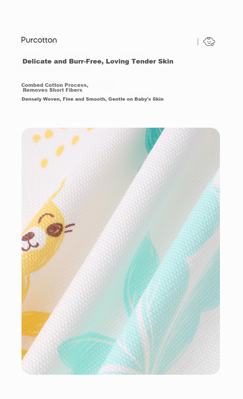 PurCotton Baby Printed Antibacterial Cooling Mat Summer Breathable Sweat-Absorbent Cotton Children's Mattress 65×120cm Starry Sea Dream 5