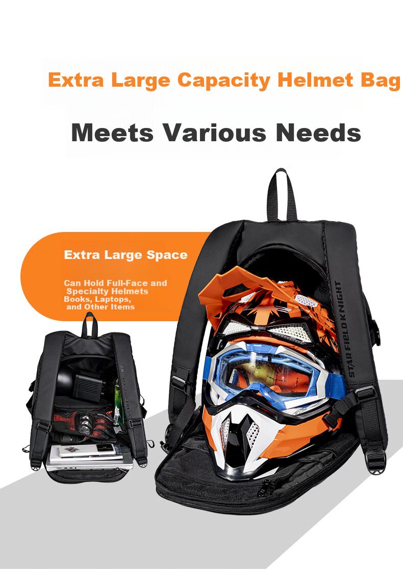 STAR FIELD KNIGHT Motorcycle Riding Helmet Bag Backpack Multifunctional Large Capacity Water-Resistant Travel Full-Face Helmet Shoulder Bag Knight Gear 4
