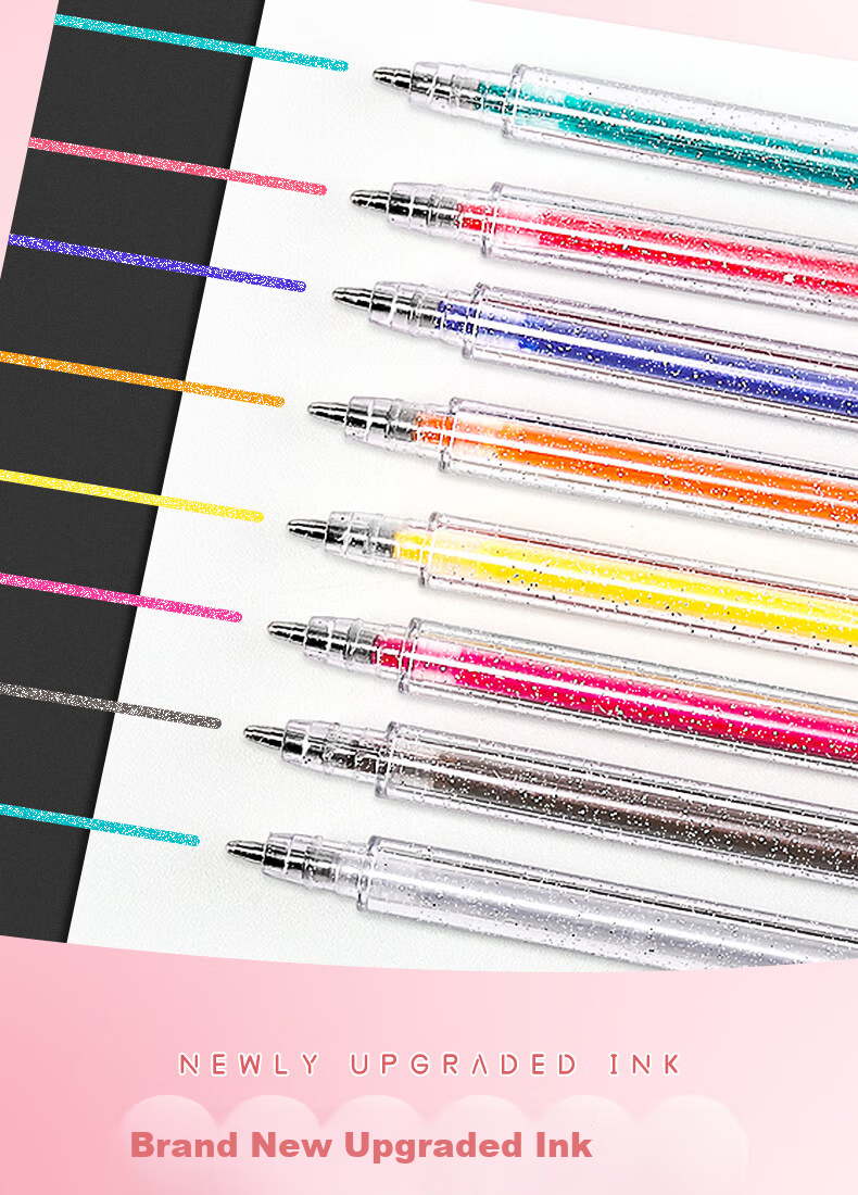 Jinzhi 12-Color Retractable Highlighter Pens, Luminous Sand Silver Light for Children And Students' Journaling, Pearlescent Markers, Outline Highlighters, Fluorescent Pens 6