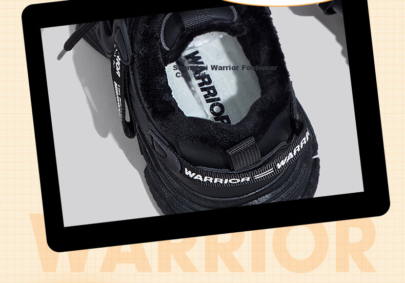 Warrior Official Women's Dad Sneakers 2026 Summer New Plush Warm Versatile Cotton Shoes Black Size 40 6