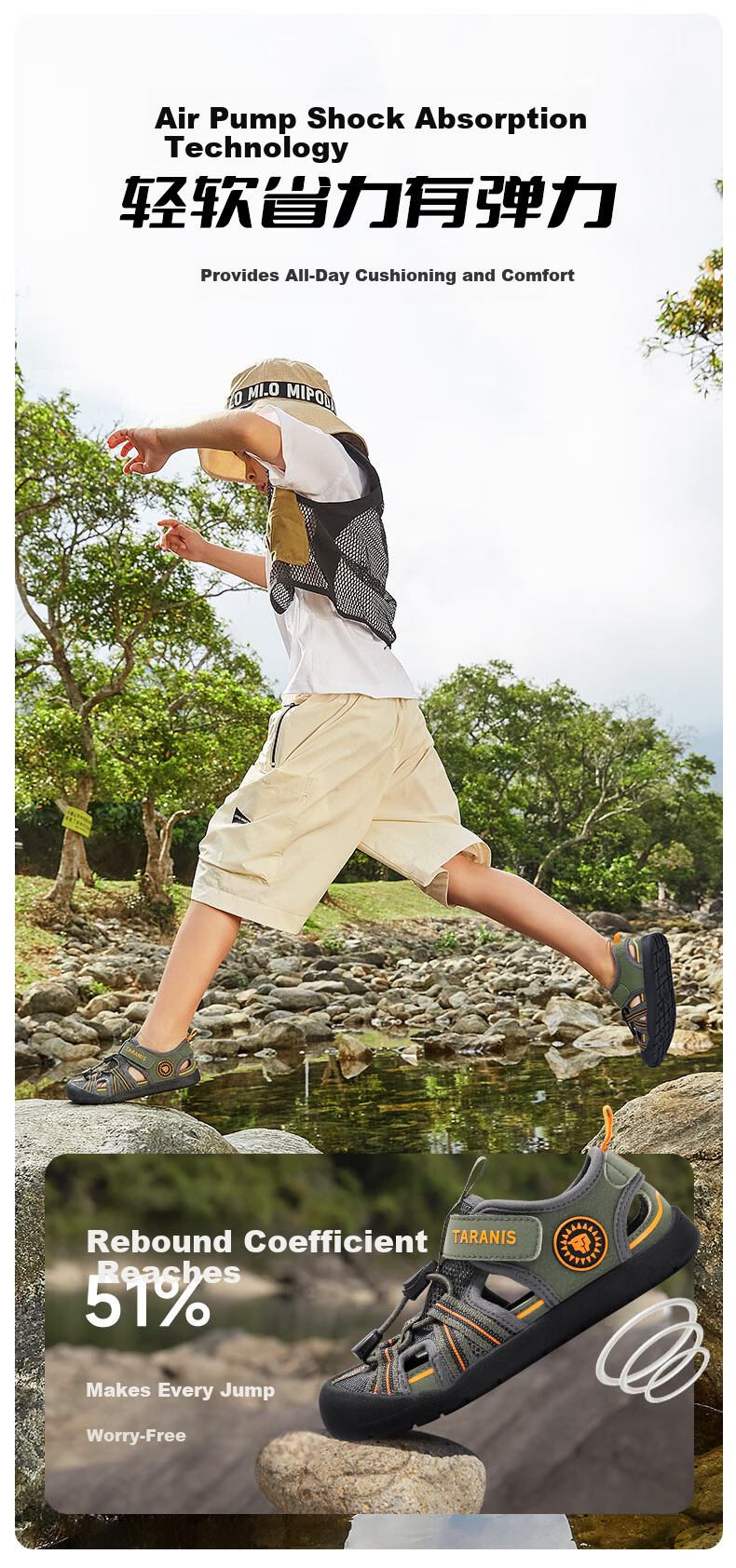 TARANIS Kids Summer Sports Barefoot Sandals Boys Breathable Water Shoes Outdoor Camping Shoes Dark Green Size 29 7