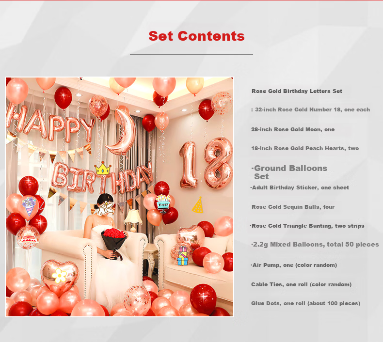 Xinyue 18th Birthday Scene Decoration for Boys Adult Gift Ceremony Happy Premium Atmosphere Balloons Spring Outing Party 3