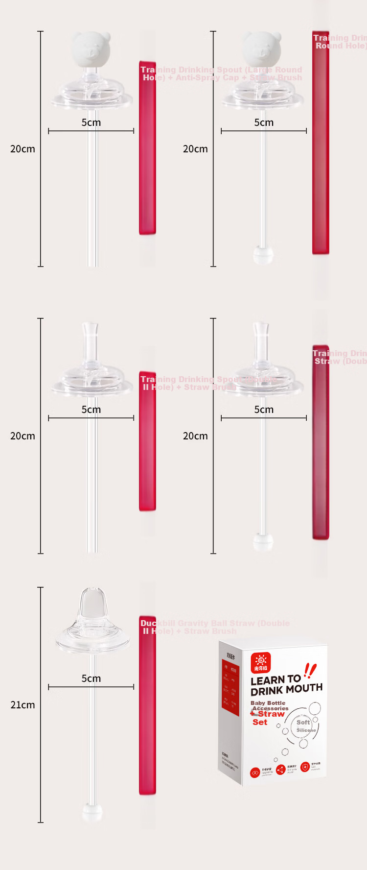 Guangduola Wide Mouth Direct Drinking Straw Nipple Baby Bottle Accessory Universal Weaning Drinking Spout (Compatible with Pigeon/Goodbaby, etc.) 14