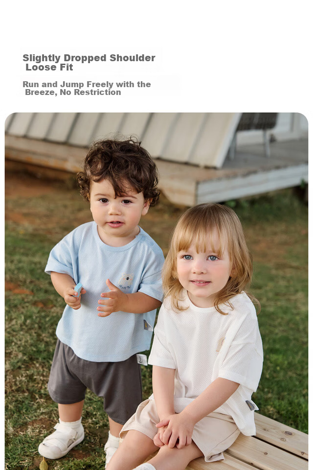 TONGTAI Baby Short Sleeve Summer Thin Set Boys Girls PP Pants T-Shirt Shorts Gray 100cm 3