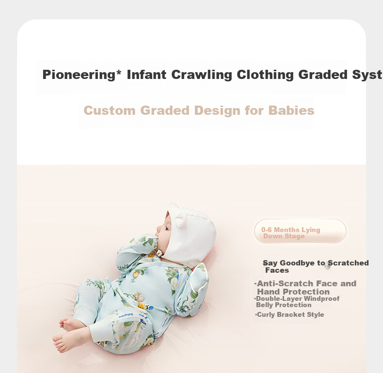 Babycare Soft Long Sleeve Romper Baby Jumpsuit Infant Clothing Qingchuan Blue [Middle Opening] 73cm 3