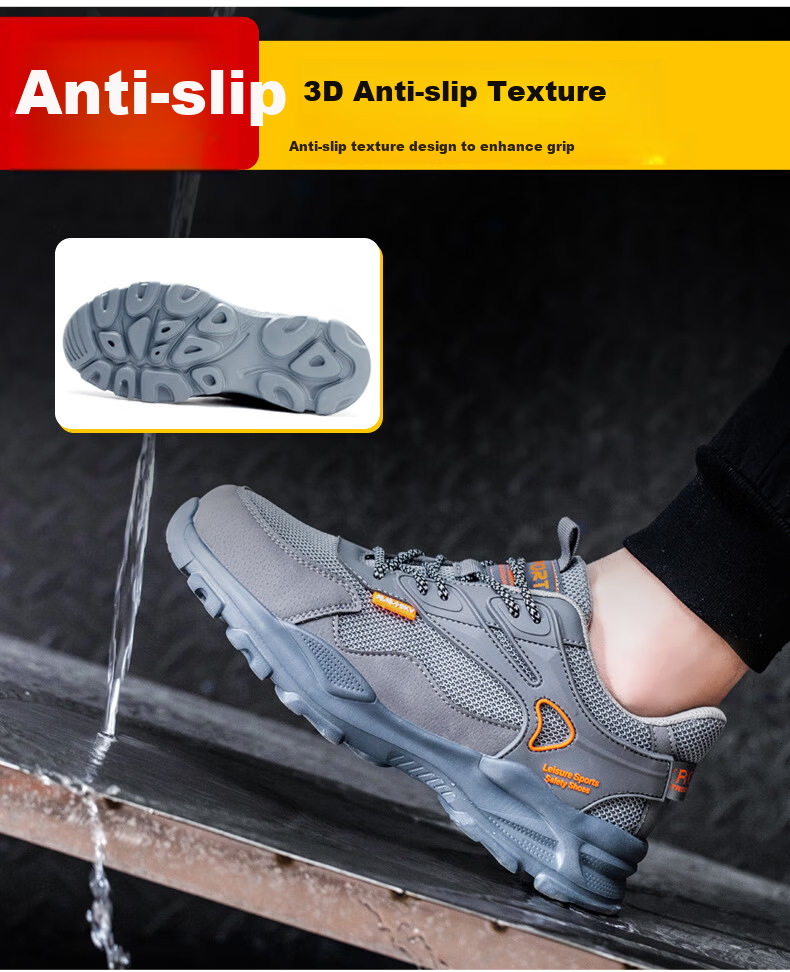 Pinzhide Men's Labor Protection Shoes Metal-Free Plastic Steel Toe Anti-Smash Anti-Puncture Safety Shoes Electrician Insulated 6KV Breathable Non-Slip Work Shoes Gray Size 42 7