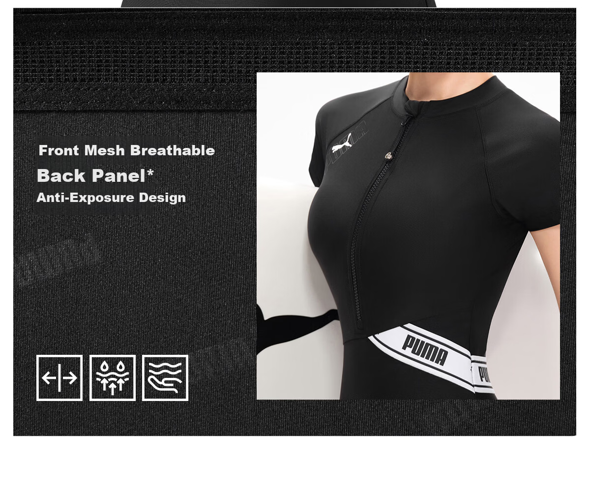 PUMA One-Piece Swimsuit for Women, Boyshort Style, Antibacterial, Sun Protection, High-End Look, Conservative, Slimming, Suitable for Hot Springs And Vacation, Athletic Swimwear 16