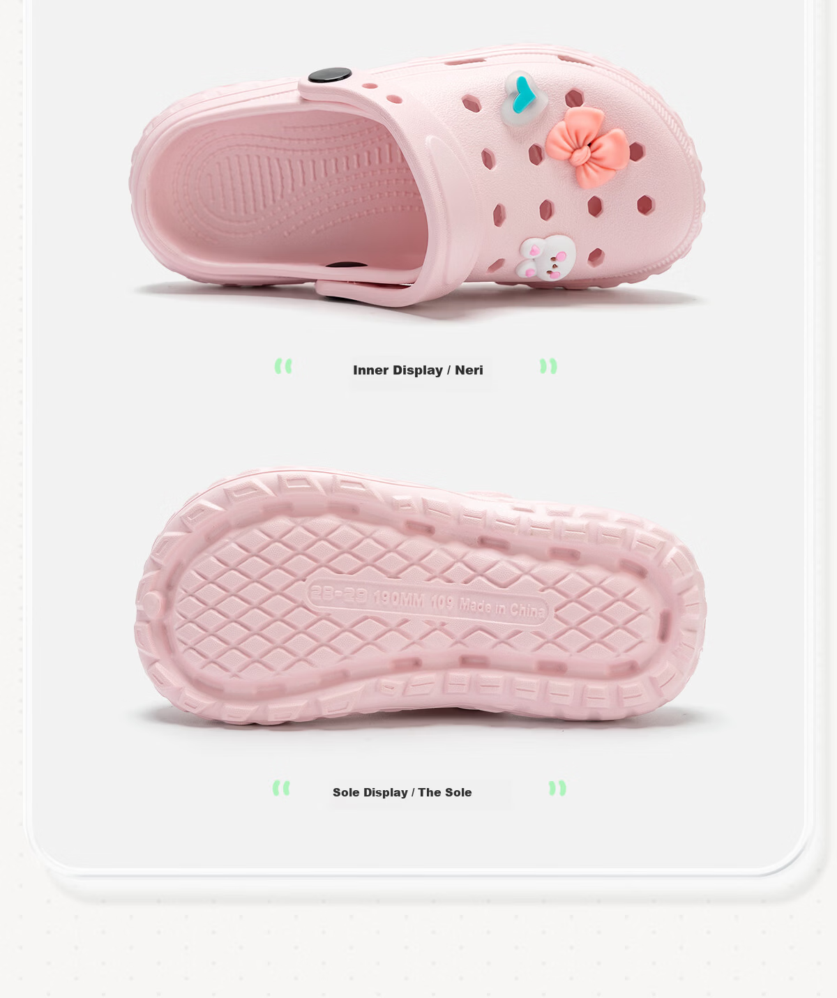 Runrou [No Carcinogenic Phthalates] Children's Slippers for Girls Ages 6-12 Summer Non-Slip EVA Odor-Resistant Hole Shoes for Girls 11