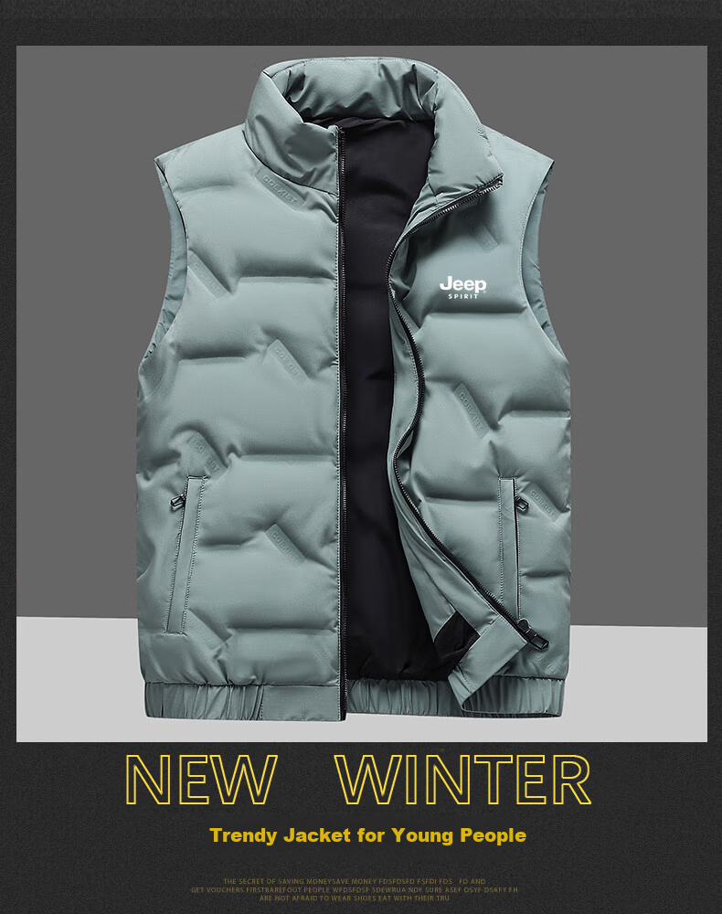 JEEP SPIRIT Men's Down Vest Autumn Winter Sleeveless Jacket Short Duck Down Warm Waistcoat Black 4XL 2