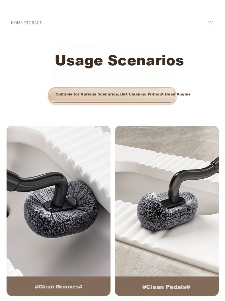 MUYA Toilet Brush Squat Pan Brush S-Shaped Short Wall-Mounted Bathroom Toilet Cleaner No Dead Angle Cleaning Tool 15
