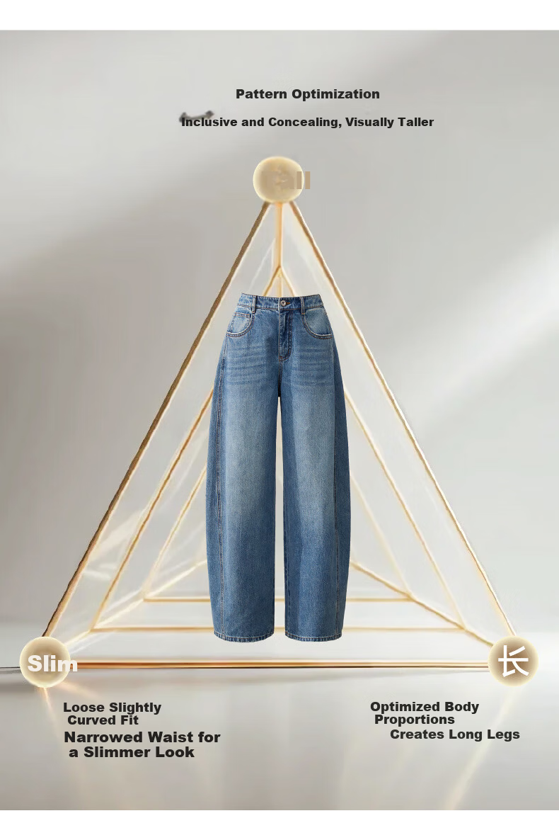 ESE-Y Curved Blade Women's Jeans 2026 Spring New Wide-Leg Straight Pants Denim Blue 25 9