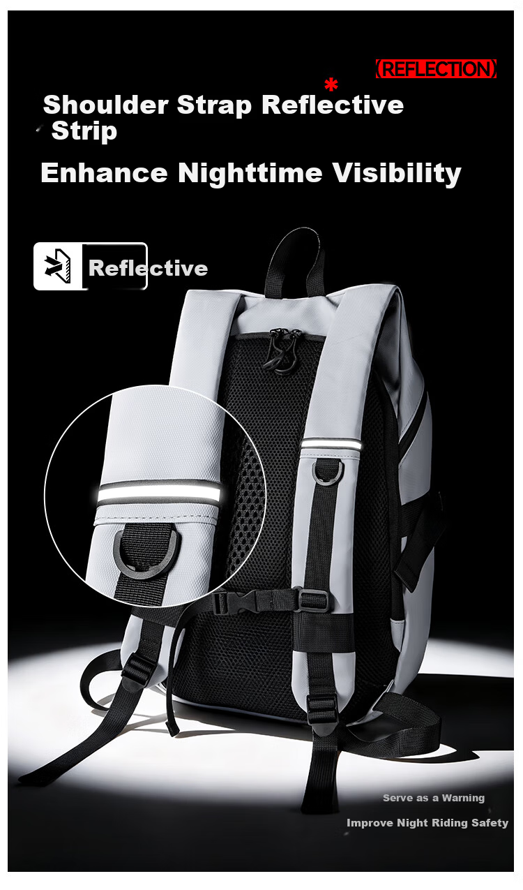 TKNE Helmet Bag Motorcycle Riding Backpack Large Capacity Rider Bag Gray and White [Fits 90% Helmets] 11