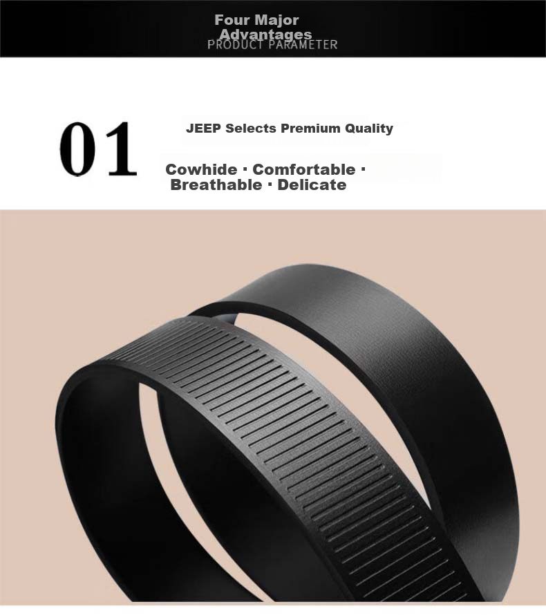 JEEP Men's Genuine Leather Automatic Buckle Toothless Inner-Wear Waist Belt 2026 New Father's Day Gift for Dad 8