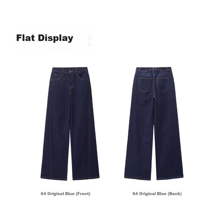 Giordano Women's New Straight-Leg Jeans with Contrast Side Seams, Mid-Rise Natural Color Denim 13416332 18
