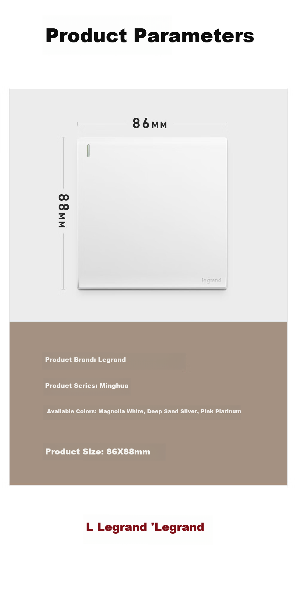 LEGRAND Switch Socket Panel Minghua Series Magnolia White 86 Type Flush Mounted Five-Hole with Type A+C USB Socket 3