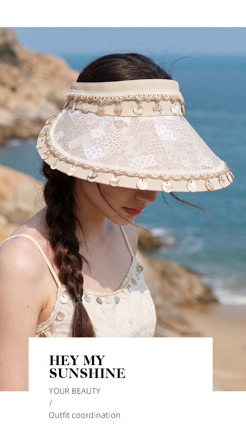 CACUSS Large Brim Sun Hat for Women Summer UV Protection Outdoor Open Top Vacation Sun Hat Floral Brown 7