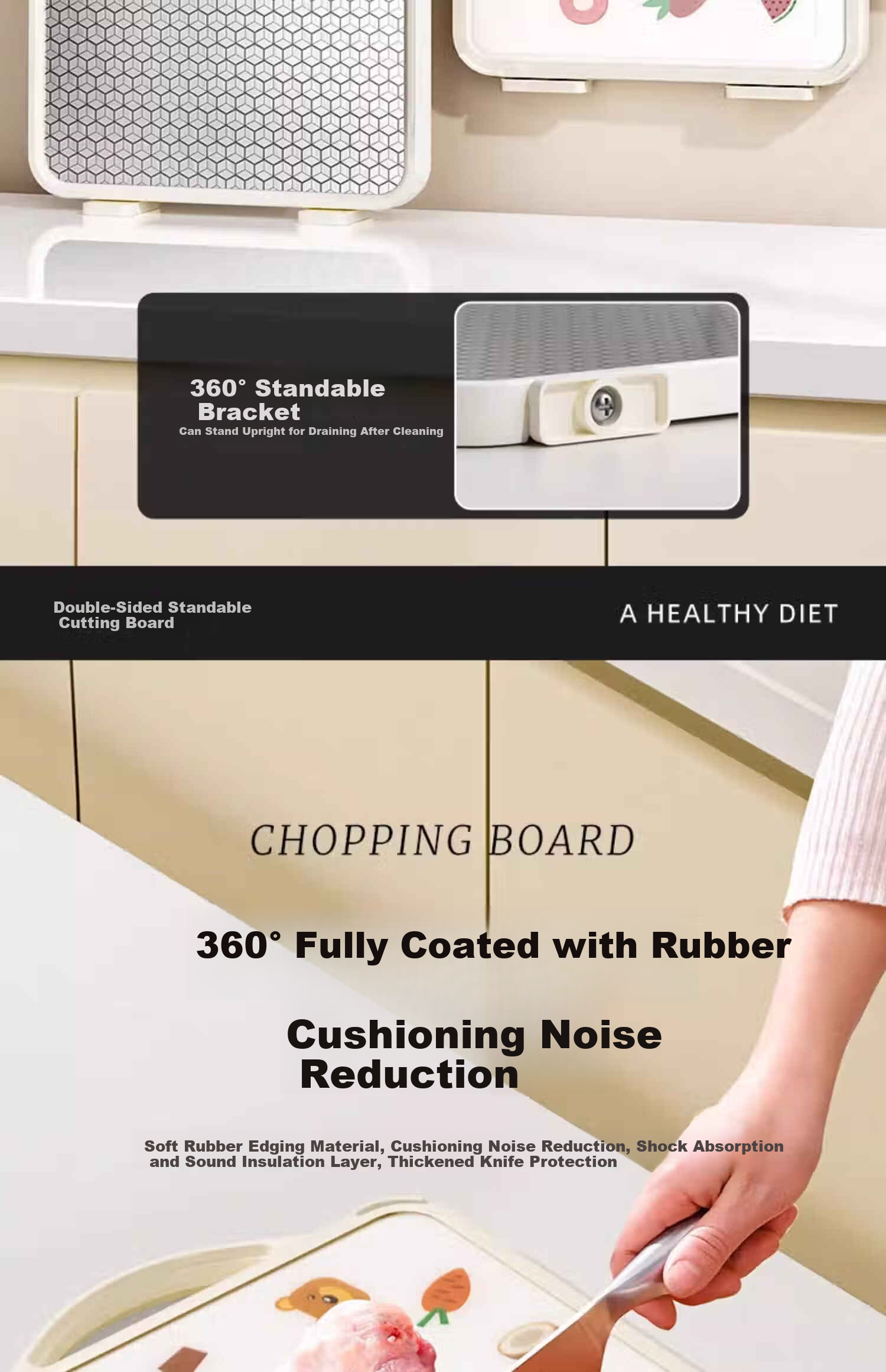 Deming Stainless Steel Antibacterial Mold-Resistant Double-Sided Kitchen Cutting Board for Home Use Fruit and Vegetable Chopping Board 10