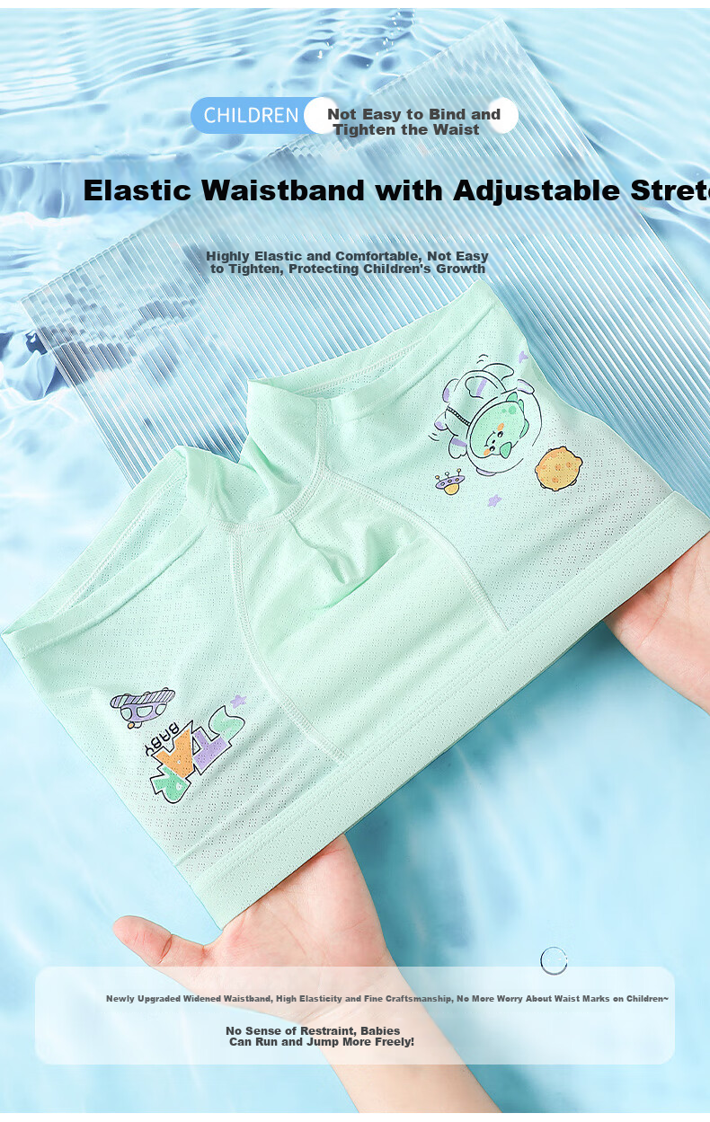Langsha Children's Underwear, Boys' Summer Thin Mesh Ice Silk Breathable Antibacterial 10A Boxer Briefs for Young Boys 4