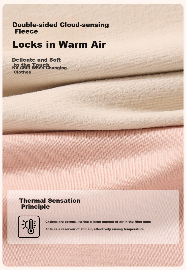 MiiOW Women's Thermal Underwear Set with Cashmere Silk, Seamless Heat-Generating Slim-Fit Autumn Top And Bottom, Skin Color, Size M 3
